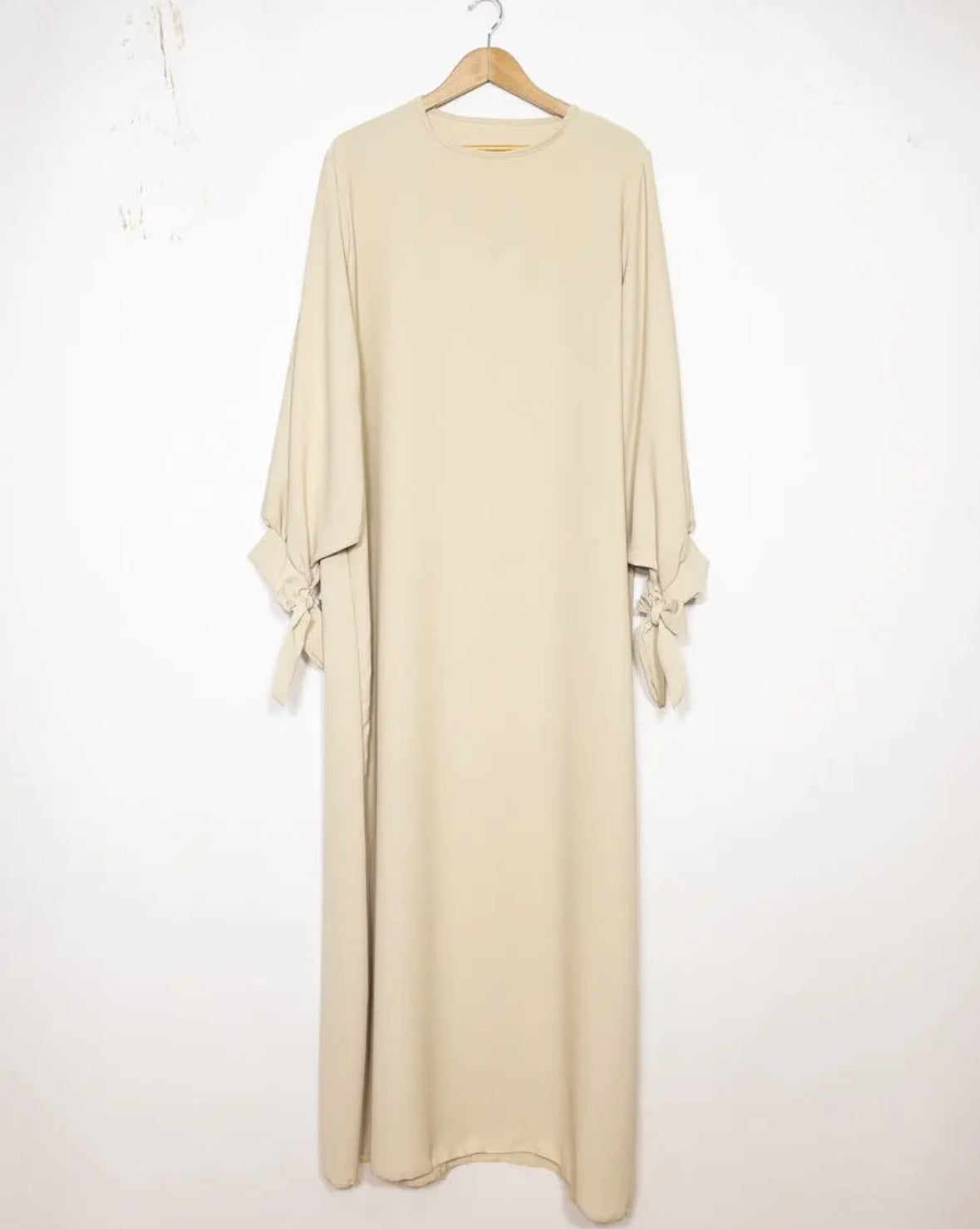Abaya Aya mit Schleifenärmel - Hellbeige