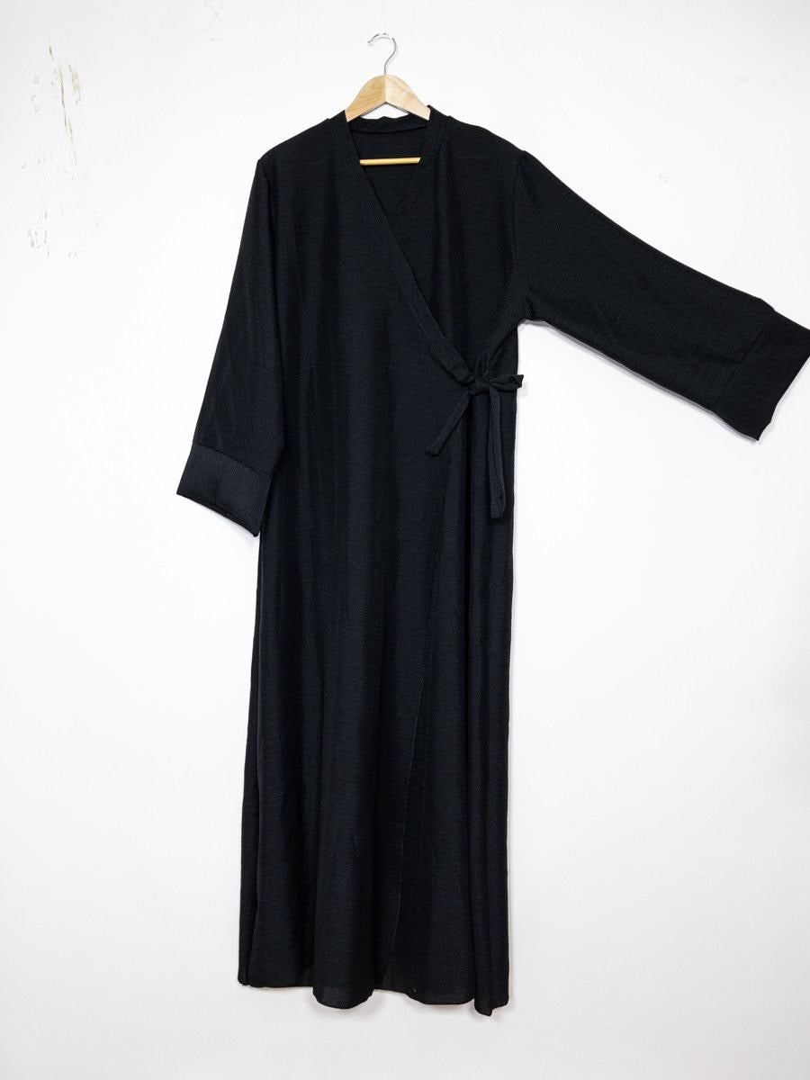 Leinenoptik Abaya mit Schleife