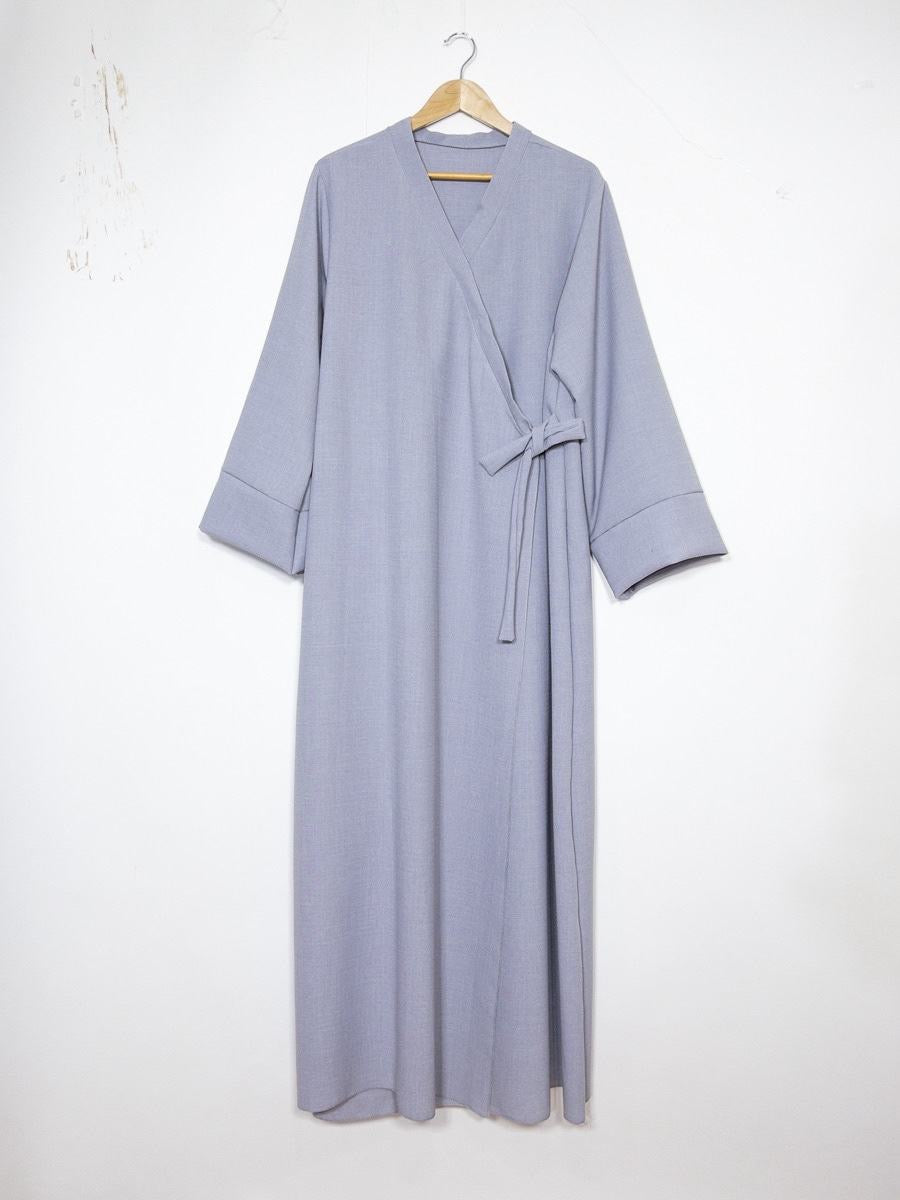 Leinenoptik Abaya mit Schleife