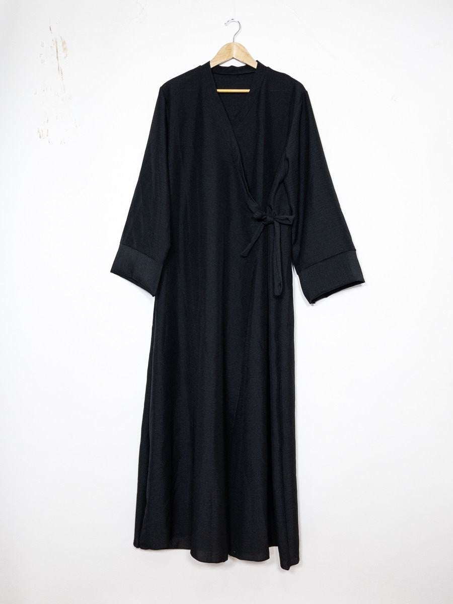 Leinenoptik Abaya mit Schleife