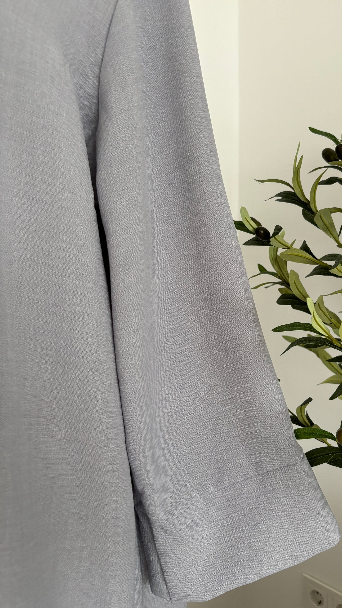 leinenoptik abaya hellblau/grau