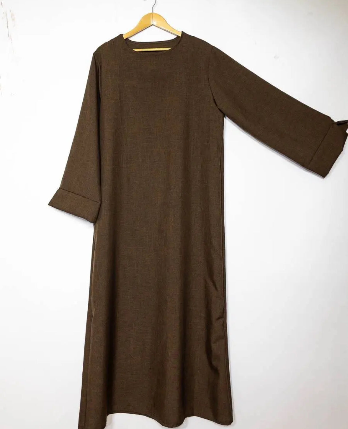 leinenoptik abaya braun