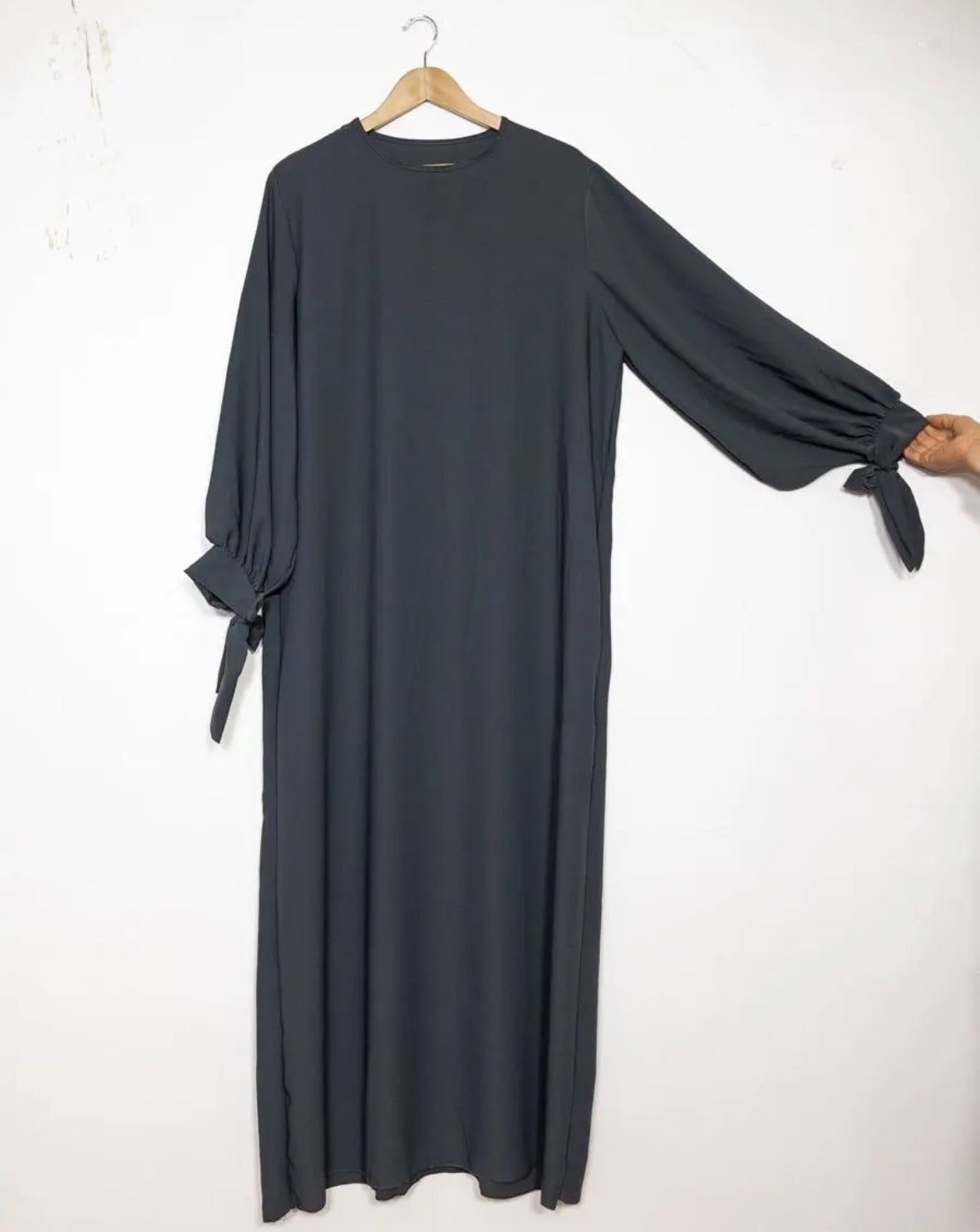 Abaya mit Schleifenärmel - Grau