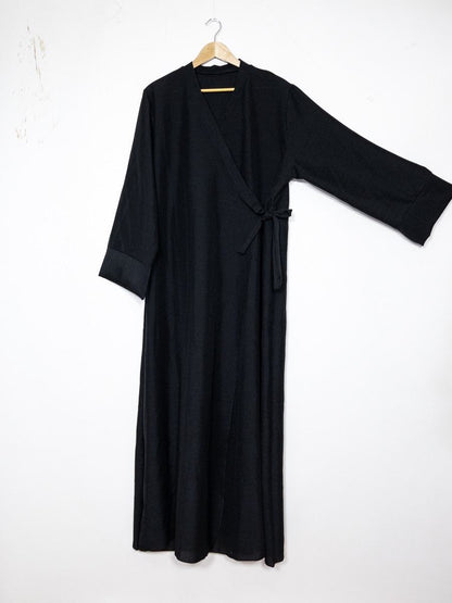 Leinenoptik Abaya mit Schleife
