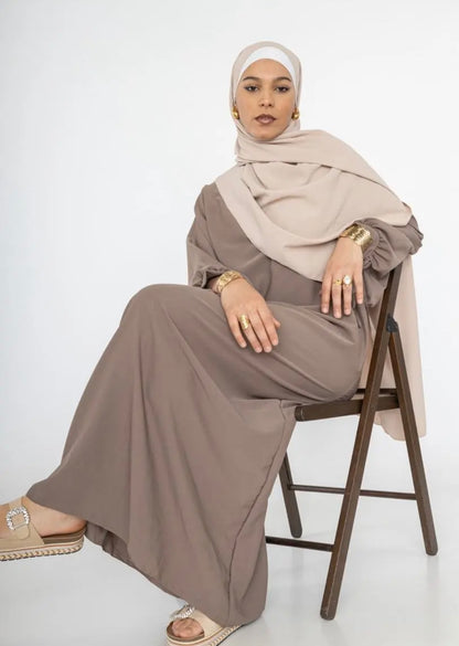 Abaya mit Schleifenärmel - Taupe