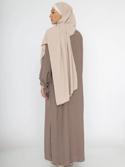 Abaya mit Schleifenärmel - Taupe