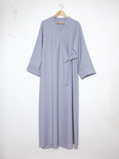 Leinenoptik Abaya mit Schleife