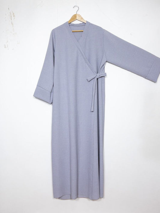 Leinenoptik Abaya mit Schleife