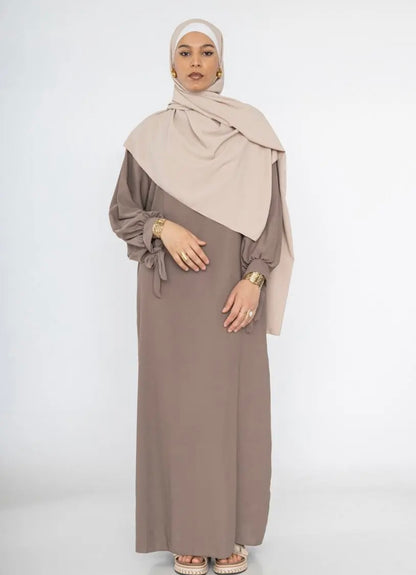 Abaya mit Schleifenärmel - Taupe