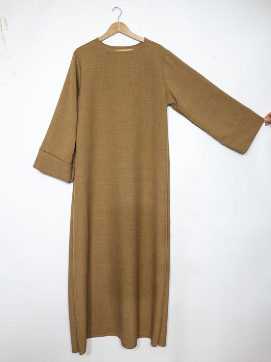 Leinenoptik Abaya - Caramel