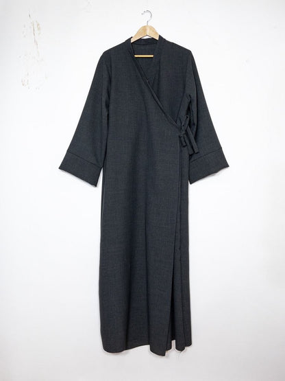 Leinenoptik Abaya mit Schleife