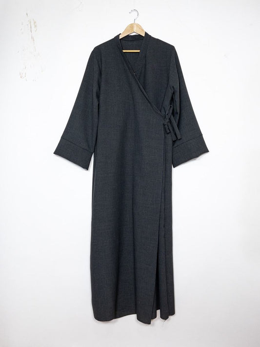 Leinenoptik Abaya mit Schleife