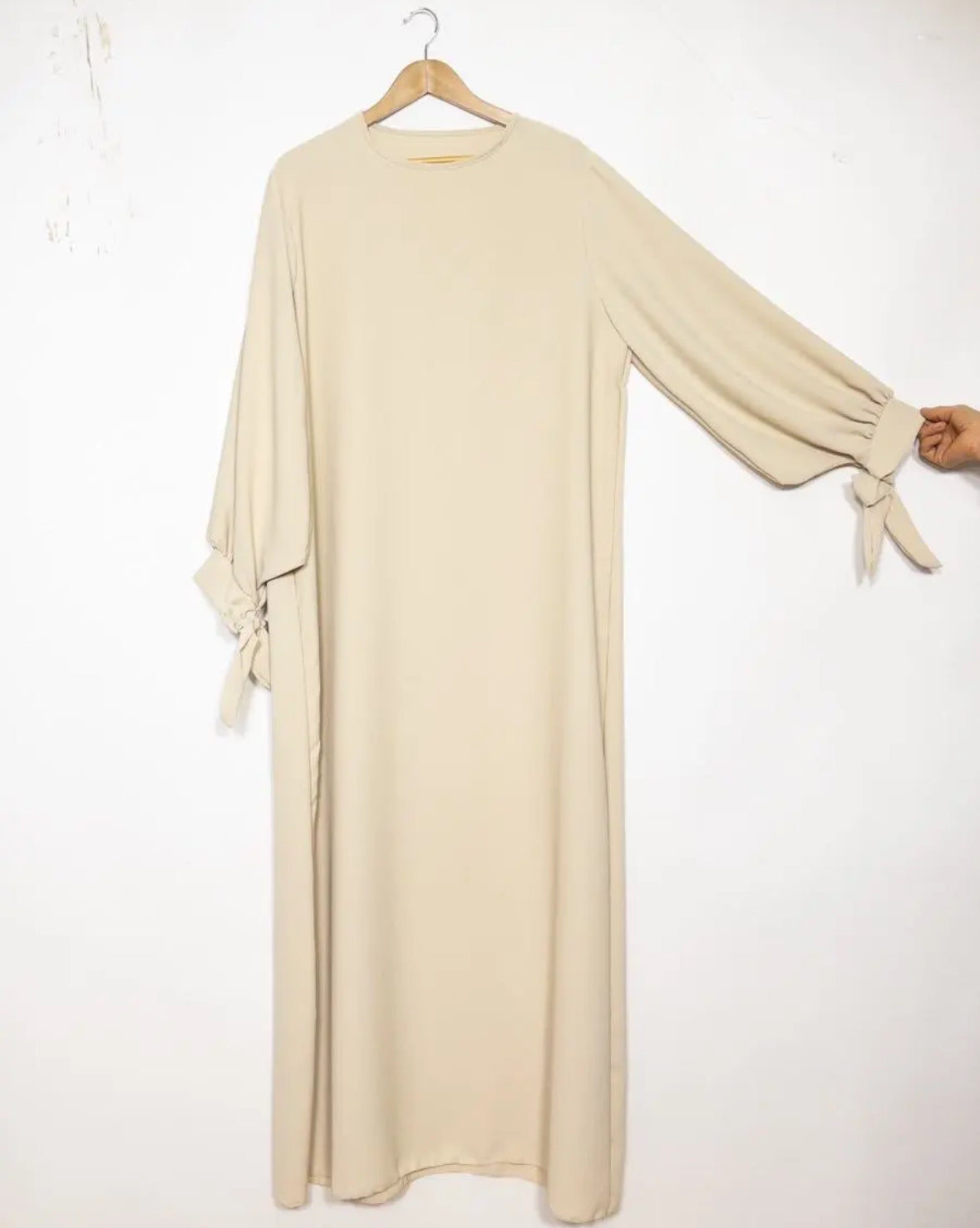Abaya Aya mit Schleifenärmel - Hellbeige
