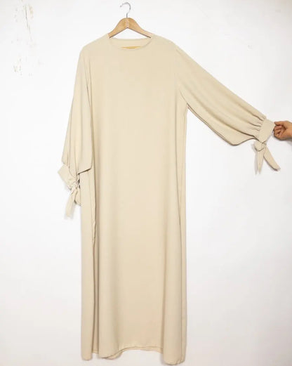 Abaya Aya mit Schleifenärmel - Hellbeige