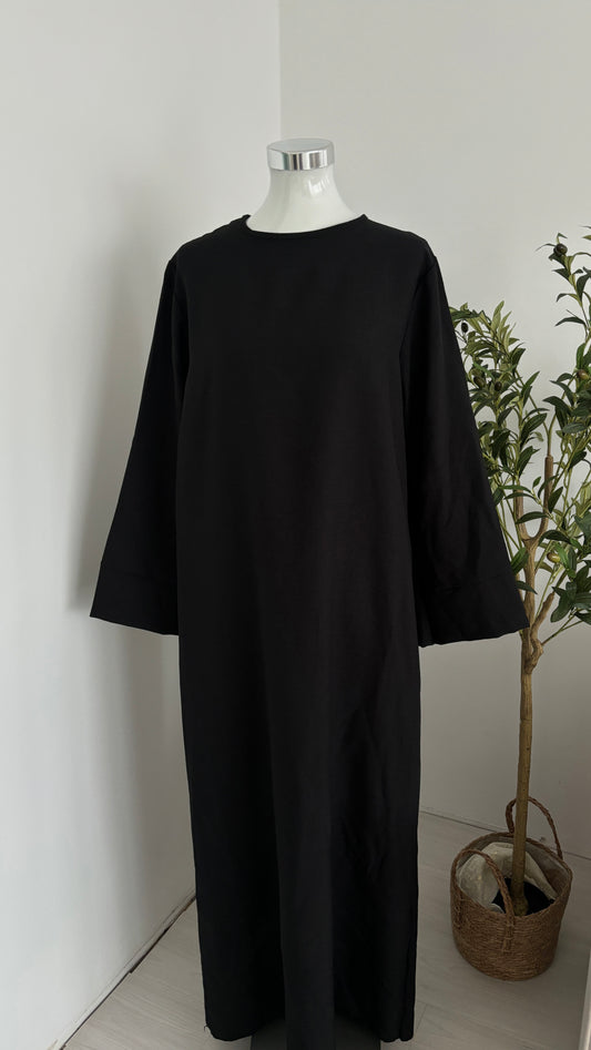 leinenoptik abaya schwarz