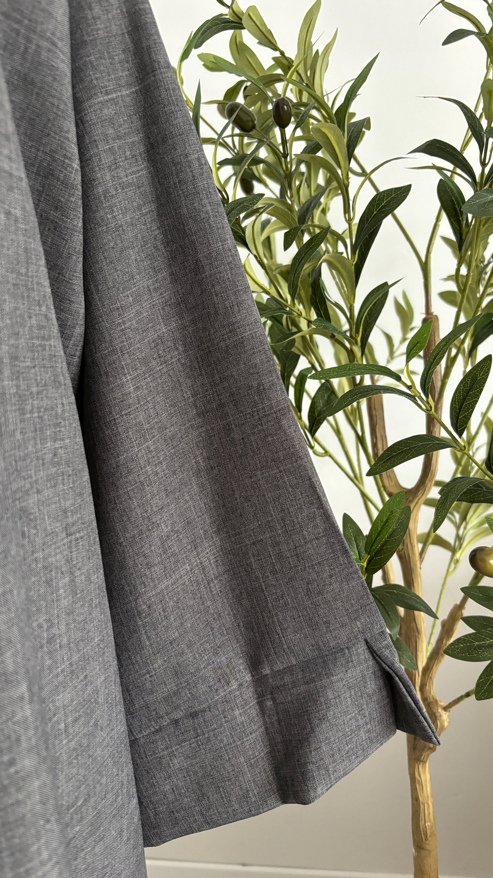 leinenoptik abaya hellgrau