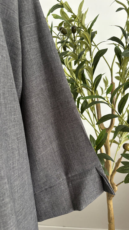 leinenoptik abaya hellgrau
