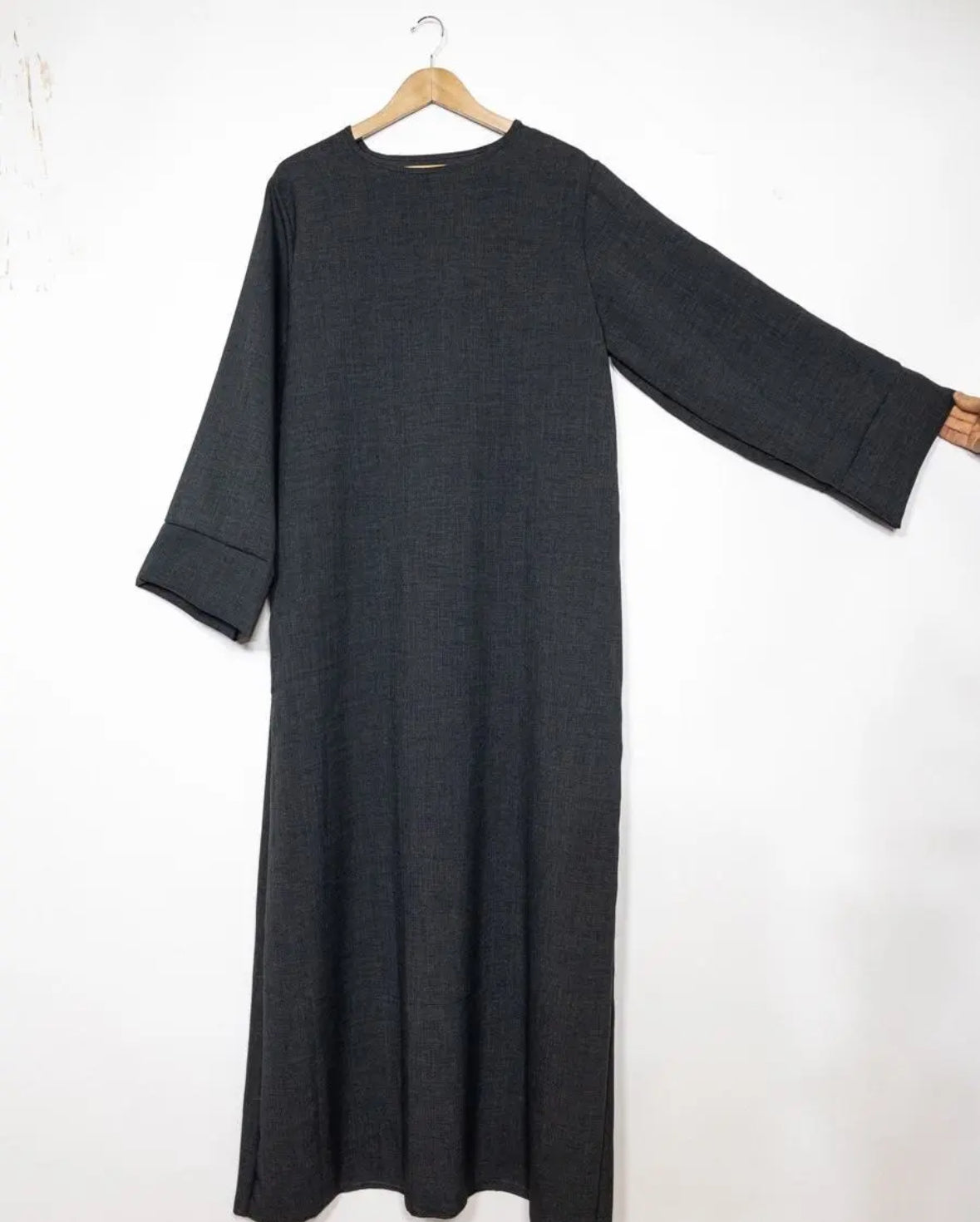 Leinenoptik abaya dunkelgrau