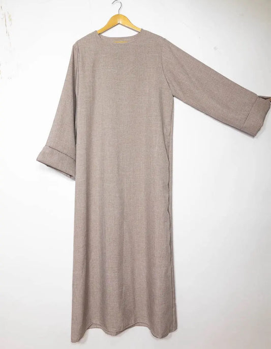leinenoptik abaya hellbeige