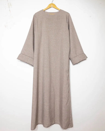 leinenoptik abaya hellbeige