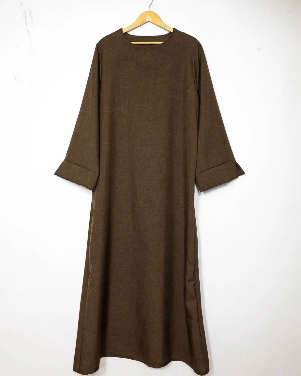 leinenoptik abaya braun