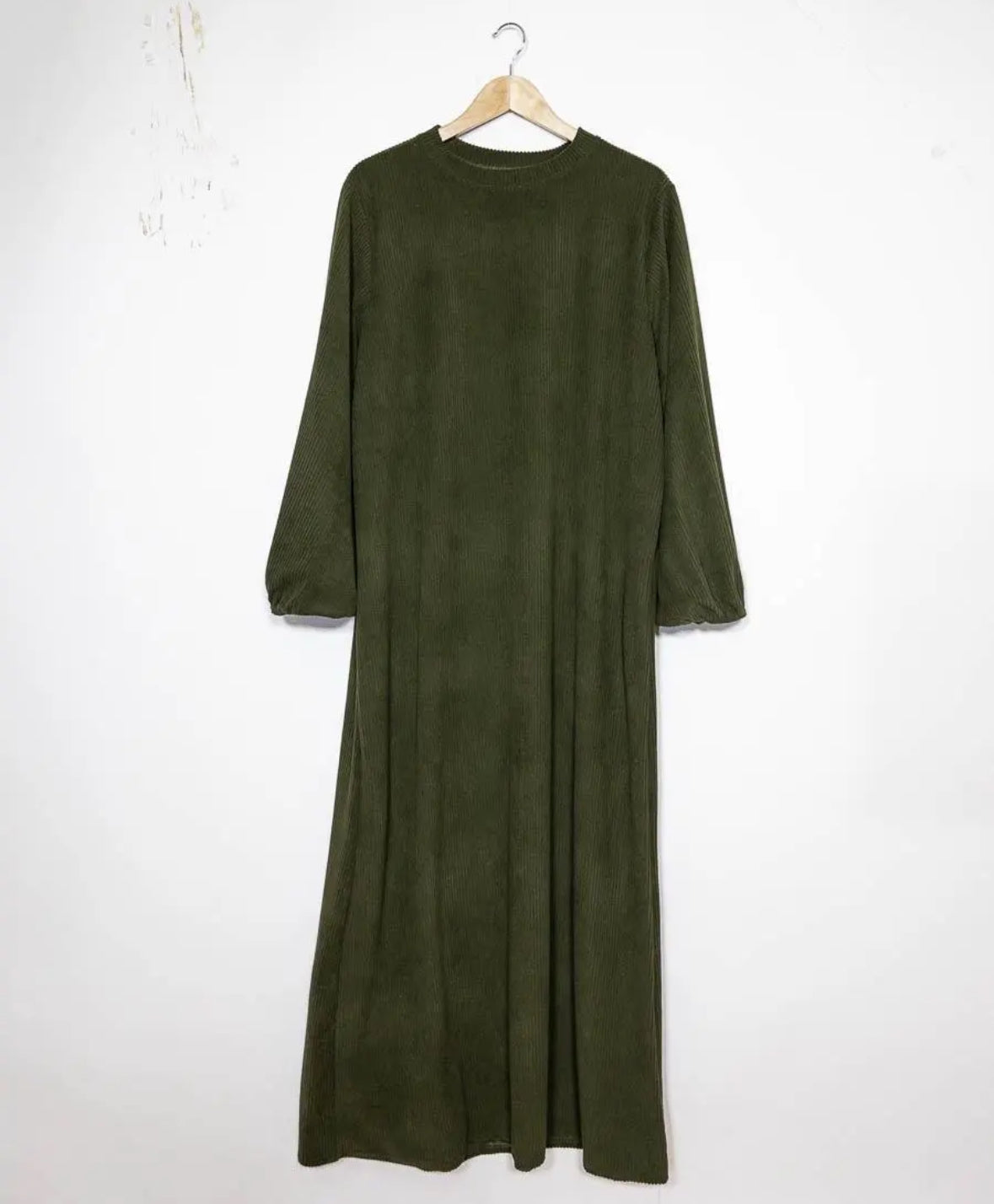 Cord Abaya mit Ballonärmeln khaki