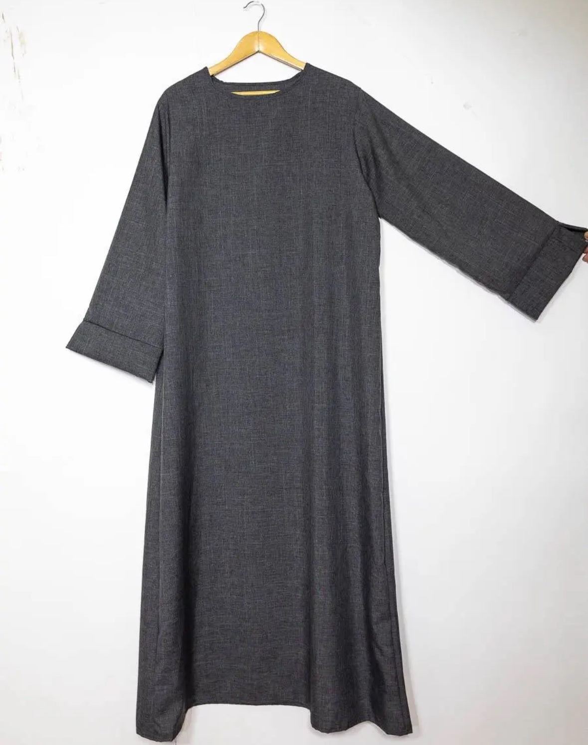 leinenoptik abaya hellgrau